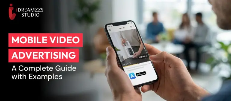 Mobile video advertising campaign example on smartphone screen by iDREAMZZS Studio